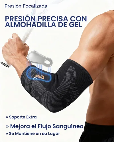 Vista 4 de Codera de soporte para el codo - Manga de compresión con almohadilla de gel para alivio del dolor en el codo de tenista/golfista, artritis Izquierda