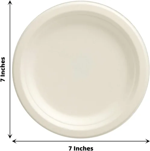 Vista 3 de Efavormart - Paquete de 50 platos redondos de bagazo biodegradables blancos de 7 pulgadas, compostables, ecológicos, desechables, aperitivos, Tipo 17