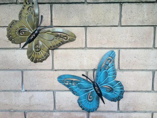 Vista 5 de Superdream Arte decorativo de pared decorativo de mariposa de metal 3D inspirado en la naturaleza para colgar en interiores o exteriores