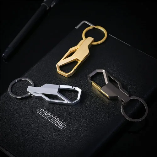 Vista 4 de 2 paquetes de aleación de zinc resistente a los arañazos llavero de coche clip bobina Cool Ring hebilla llavero regalo de negocios para hombre gris
