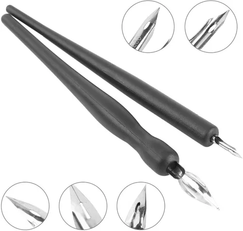 Vista 6 de Estink Manga Cartoon Comic - Juego de bolígrafos de caligrafía con 2 soportes para bolígrafos y 5 puntas de repuesto para dibujar y pintar