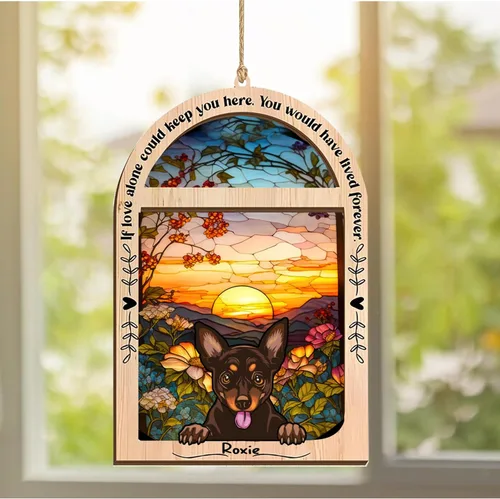 Vista 20 de LOVELYPOD Adorno de Navidad personalizado de sabueso afgano, atrapasoles con nombre, regalos de pérdida de mascotas, regalos para amantes