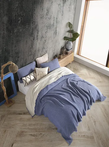 Vista 58 de Manta de gasa de algodón puro suave de 4 capas de 50 x 60 pulgadas, prelavada, sin flecos, manta de muselina ligera para uso multiusos y regalo Azul