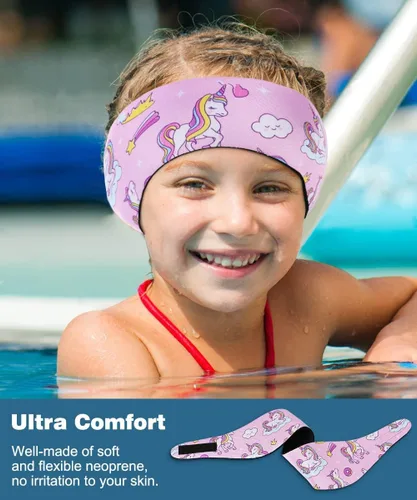 Vista 4 de MoKo Diadema de natación para niños y adultos, linda diadema Swinmmers para mantener el agua fuera, impermeable, banda de protección para los oídos