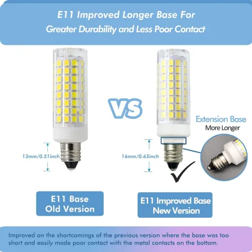 Vista 5 de Bombilla LED E11 7W regulable Mini Candelabro Base 75W Halógeno Equivalente, T3/T4 JD Bombilla LED Maíz para Candelabros de Interior Gabinete Blanco