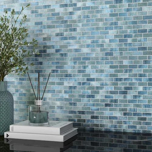 Vista 8 de BeNice Pelar y pegar contra salpicaduras para cocina, azulejos de metal para salpicaduras de azulejos de mosaico de despegar y pegar para chimenea