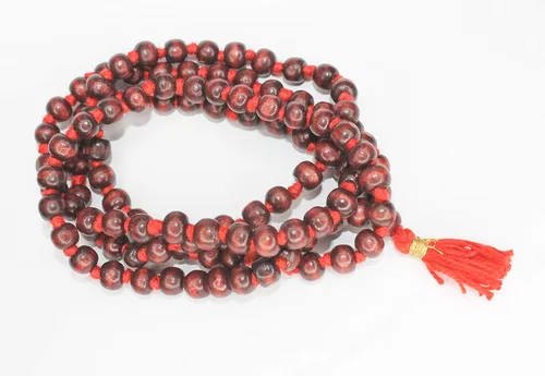 Vista 4 de IS4A Collar de cuentas Japa Mala de madera roja (palisandro) de 0.315 pulgadas + 1 oración de meditación anudada a mano