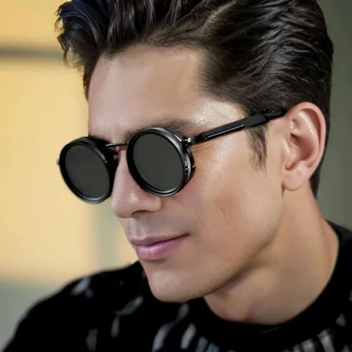 Vista 2 de willochra Gafas de sol ajustables 1-9 lentes de filtro Moonglass-Nd ajustables tinte redondeado gafas polarizadas para hombres C2