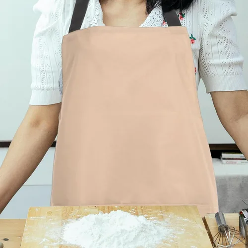 Vista 9 de KALLORY Delantal de cocina impermeable con bolsa de PVC rosa delantal de cocina para hombres y mujeres adecuado para uso doméstico y restaurante