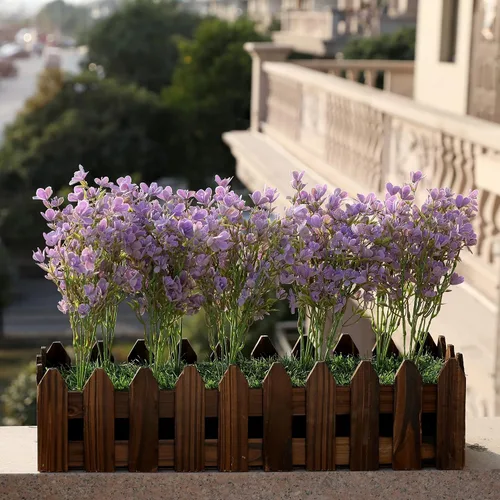 Vista 7 de Myosotis Flores artificiales de plástico, ramos de imitación de plástico que no te olvides, decoración del hogar, centro de mesa, decoración