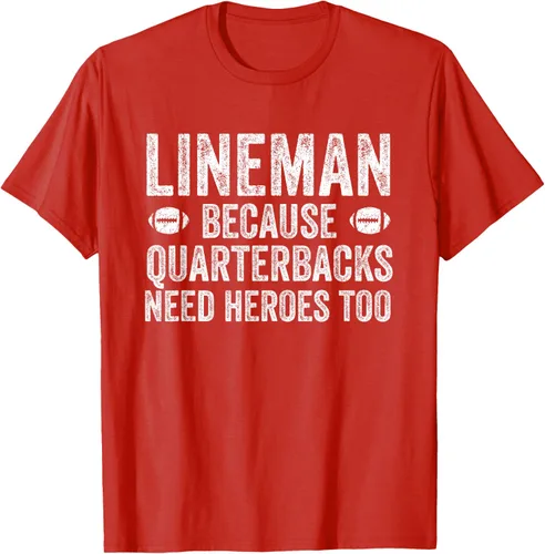 Vista 94 de Lineman Because Quarterbacks Need Heroes Camiseta de fútbol linieros S Negro