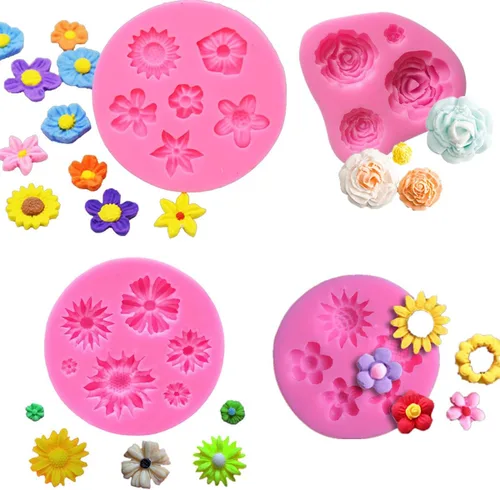 Vista 4 de FIRETREESILVERFLOWER Molde de silicona para fondant de flores y mariposas, para decoración de pasteles, dulce de chocolate, arcilla polimérica