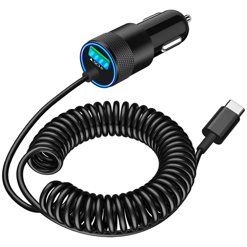 Vista 11 de Apple MFi Certified Retractable Car Charger USB C, 120W Car Phone Charger Braveridge 4 in 1 PD/QC3.0 Type C Fast Car Charging Cigarette Lighter