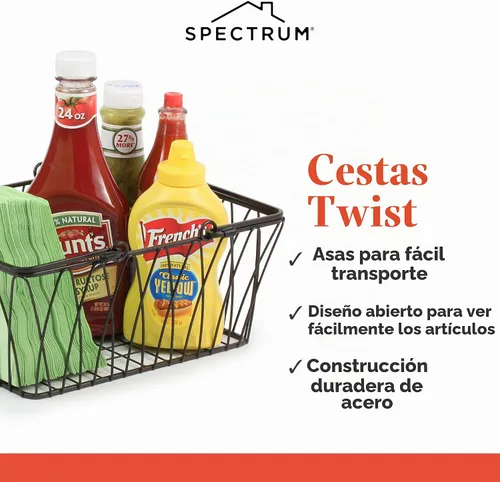 Vista 5 de Canasta de diseño con curvas Spectrum Diversified, Metal, Negro, M