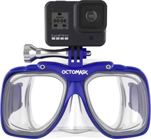 Vista 7 de OCTOMASK - Máscara de buceo con soporte para todas las cámaras GoPro Hero para buceo, esnórquel, apnea (negro)