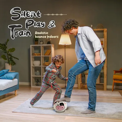 Vista 5 de VangeBow Pelotas de fútbol silenciosas para interior para niños pequeños de 1 a 3 años, juguetes de fútbol de peluche suave inflable para bebés