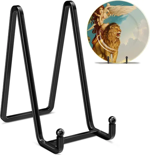 Vista 10 de IPAME Soportes de placa para exhibición – Soporte cuadrado de metal de 4.5 pulgadas para placa de alambre + soporte de marco de fotos caballete