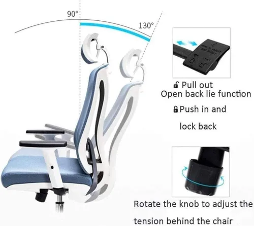 Vista 4 de Silla ergonómica Silla de computadora Silla de oficina de ingeniería para el hogar, cómodo asiento reclinable para juegos Soporte de cintura (negro)