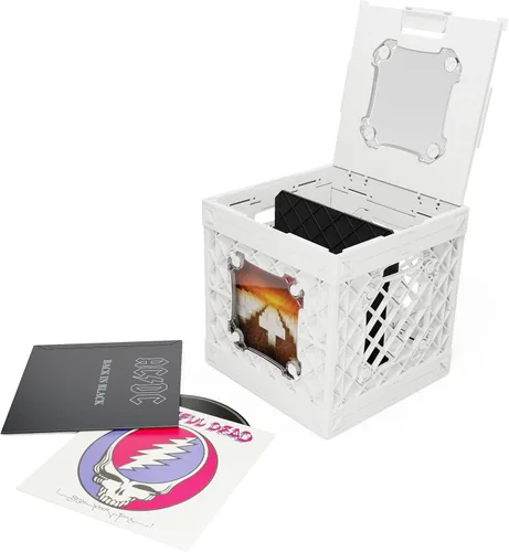 Vista 11 de CrateVinyl - Caja de almacenamiento modular para discos de vinilo para álbumes LP con divisor y 2 paneles transparentes