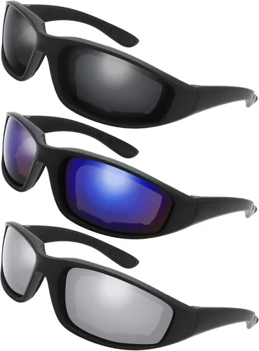 Vista 11 de Gafas de Motocicleta con Marco Acolchado y Lentes que Bloquean 100% UVB/UVB para Actividades al Aire Libre y Deportes 10-mate/negro brillante