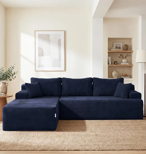 Vista 69 de Hobestluk - Sofá modular sin hueso, sofá seccional en forma de L 96" Right Facing Chaise Black,Memory Foam,Removable Cover,Non-slip Bottom,No
