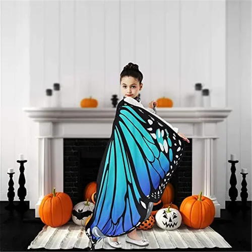 Vista 5 de Alas de mariposa para niñas y niños, disfraz de Halloween, chal de hadas, festival, vestido, fiesta