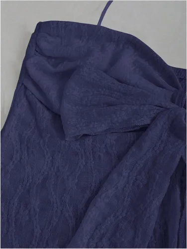 Vista 3 de SHENHE Top halter de encaje para mujer, nudo frontal, espalda descubierta, asimétrica, Y2k, coqueta, sin espalda, para salir