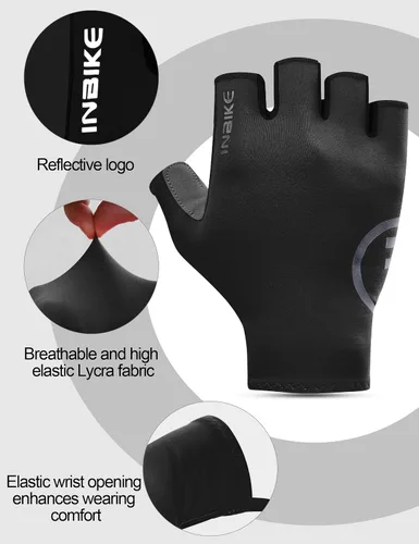 Vista 3 de INBIKE Guantes de ciclismo para hombres y mujeres, guantes de bicicleta transpirables ligeros de medio dedo, guantes de ciclismo de montaña