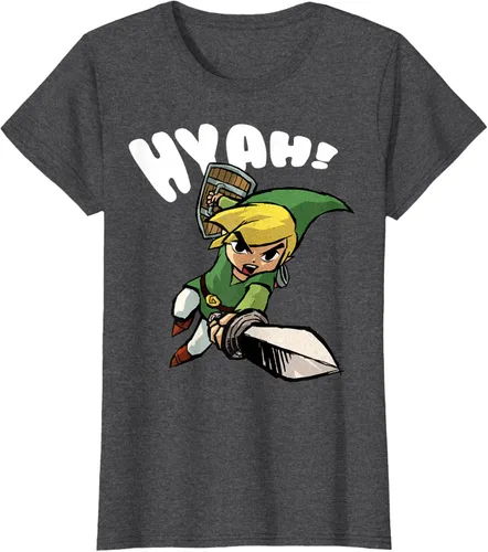 Vista 5 de Nintendo Legend of Zelda Link Hyah Poster - Camiseta pequeña Azul Marino