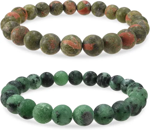 Vista 25 de Bivei - Pulsera elástica de cuentas redondas de cristales curativos semipreciosos naturales, hecha a mano, rellenadores de regalo para mujeres Ágata