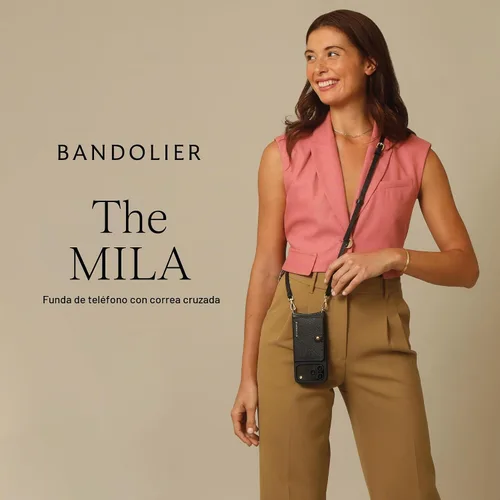 Vista 5 de Bandolier Mila Leather Crossbody MagSafe Case iPhone 17 Pro Max- Black/G Negro/Dorado