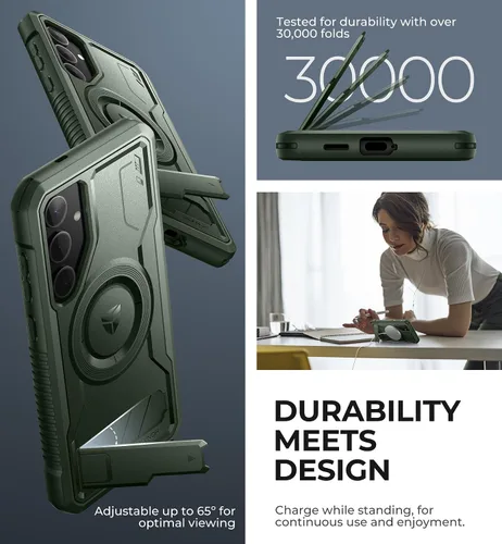 Vista 4 de Dexnor Funda magnética para Samsung Galaxy S24 Plus con soporte, 2 marcos frontales y protector de pantalla integrado, compatible con Magsafe, a
