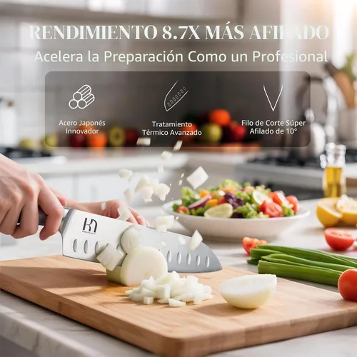 Vista 2 de Juego de 14 piezas de cuchillos de cocina KnifeSaga de acero inoxidable de alto carbono japonés de primera calidad con afilador incorporado, juego