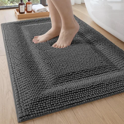 Vista 20 de DEXI Alfombrillas de baño para el baño 16x24, alfombra de baño antideslizante lavable, alfombrilla de baño de chenilla gruesa y suave absorbente