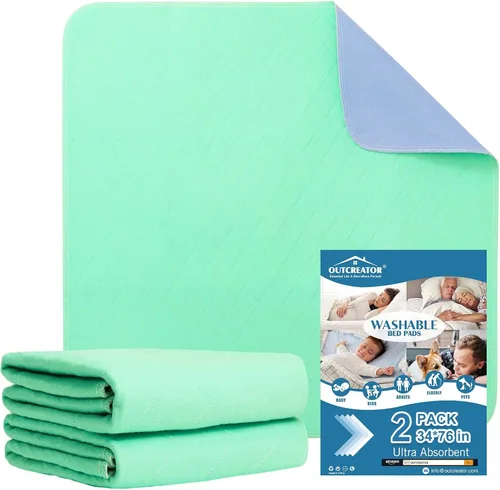 Vista 37 de OUTCREATOR® Almohadillas de cama lavables de 34" x 56" (paquete de 2), protector de colchón para incontinencia, almohadillas impermeables