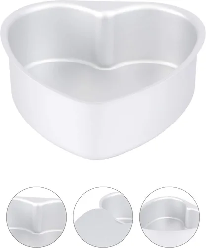 Vista 4 de Yardwe Molde de aluminio para hornear con forma de corazón, molde antiadherente para hornear en forma de corazón, 2 unidades, 6 pulgadas