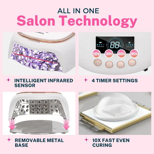 Vista 7 de NAILGIRLS Lámpara de uñas LED UV de 80 W, pantalla LCD con sensor automático, luz UV para uñas de gel con 4 temporizadores de curación flash