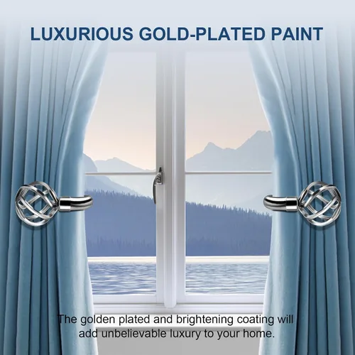 Vista 6 de HIKMLK Sujetadores de cortina de metal hechos a mano 2 piezas, Ganchos sujetadores de cortina decorativos cromados para pared, Soportes laterales