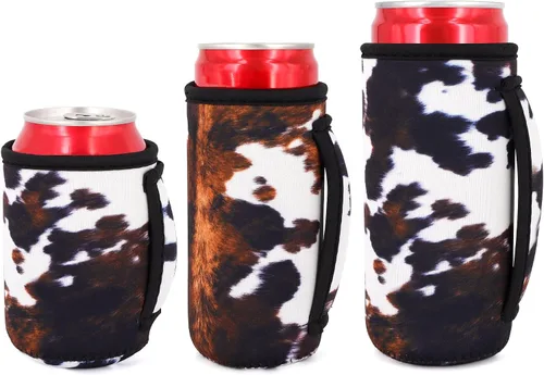 Vista 34 de 3 Pack de fundas aisladas reutilizables de neopreno con asa para soda, bebida energética, refresco, cerveza, seltzer duro, fundas para latas de 12