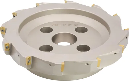 Vista 3 de Molino de cara indexable de 90° de 2" (Shell), para fresado de hombro cuadrado, diámetro del orificio del eje de 3/4", 4 flautas, con 4 piezas