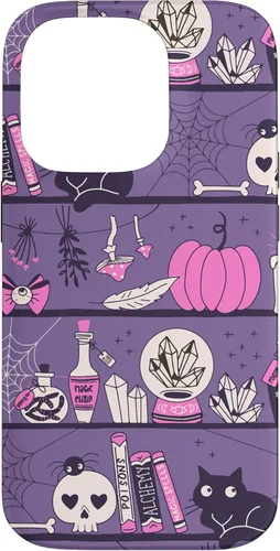 Vista 17 de iPhone 16 Vintage Witchy Magical Witch Tool box Cute Halloween Purple Case
