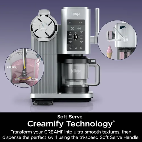 Vista 6 de Ninja CREAMi - Remolino (reacondicionado) para hacer helados y servir suaves, sorbete, batido, yogur congelado, programa bajo en calorías 13 en 1