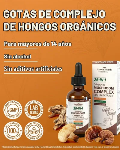 Vista 7 de 25-en-1 complejo de hongos gotas líquido inmunidad cognición