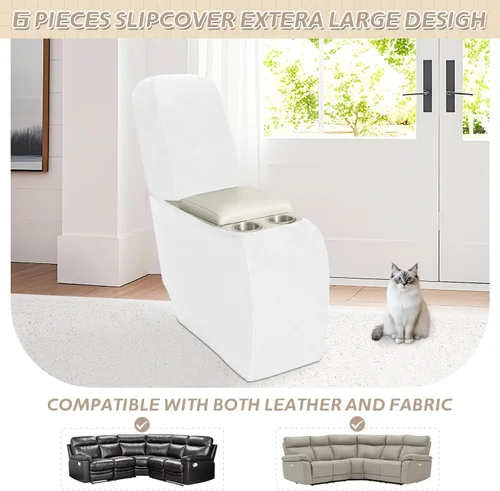 Vista 554 de Arfntevss Fundas de sofá seccional reclinable de terciopelo, Funda de sofá seccional de esquina para sofá reclinable, Funda elástica suave