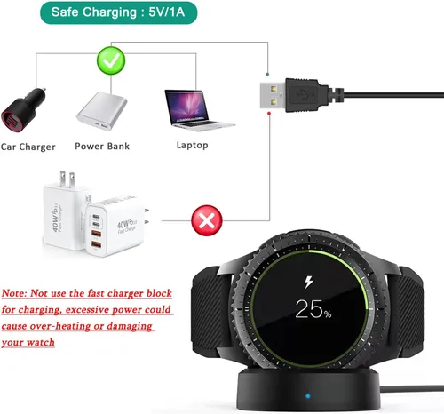 Vista 7 de para Samsung Galaxy Watch Harger, soporte magnético de carga rápida compatible con Samsung Gear S3 S4 S2