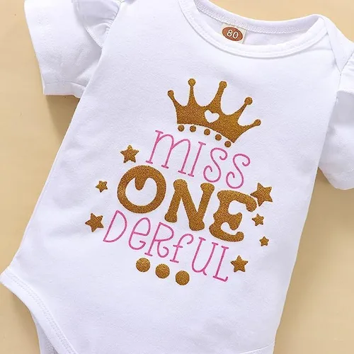 Vista 5 de Conjunto de ropa para bebé niña de primer cumpleaños con falda tutú con diadema