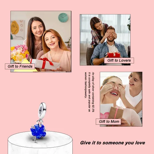 Vista 4 de Dijes de corazón de plata de ley 925 con circonita cúbica para mujeres, pulseras y collares, Día de la Madre, cumpleaños, Navidad