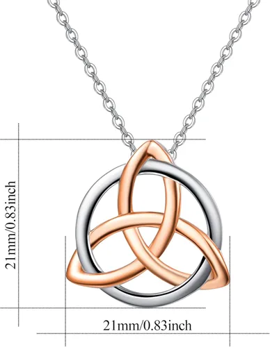 Vista 2 de TANGPOET Collar con nudo celta plata de ley triquetra Mealguet colgante de buena suerte joyería irlandesa regalos para hombres mujeres