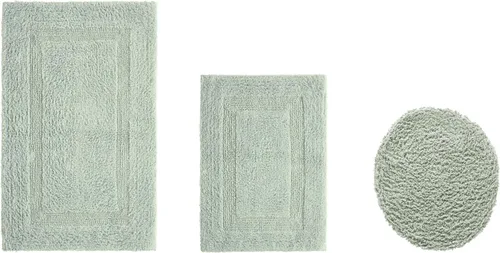 Vista 336 de Better Trends - Juego de 2 alfombras de baño 100% algodón, extra suaves, con borlas, de 17" x 24", alfombra de baño superabsorbente y reversible