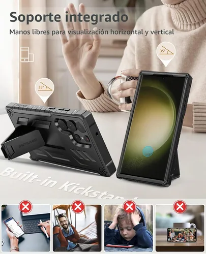 Vista 4 de FNTCASE - Funda para Samsung Galaxy S23 Ultra, con protector de pantalla integrado Negro